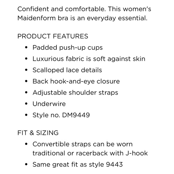 Maidenform Lacy‎ Demi Coverage Push-Up UW Multi-Way Bra Nude NWT 36A - Picture 13 of 14